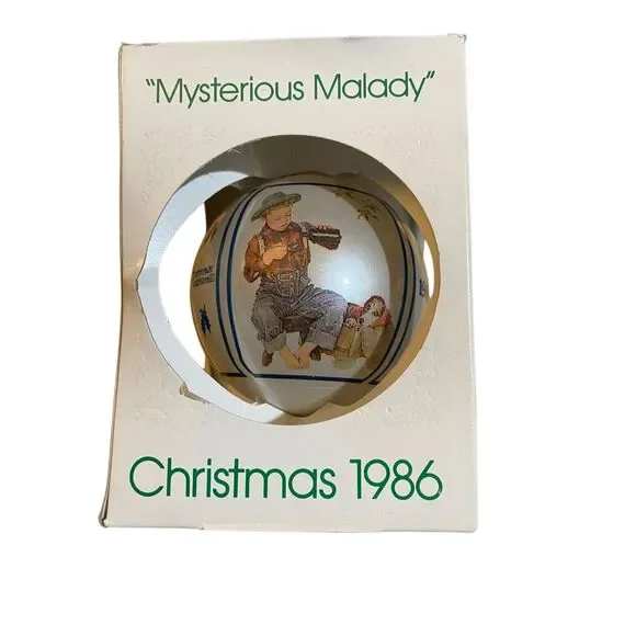 Vintage Norman Rockwell, 1986, mysterious malcidy glass ornament inbox - Picture 1 of 3